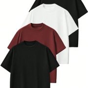 Kit 4 Camisetas Oversized Masculina Premium 100% Algodão Gola Grossa Lisa Basica Streetwear