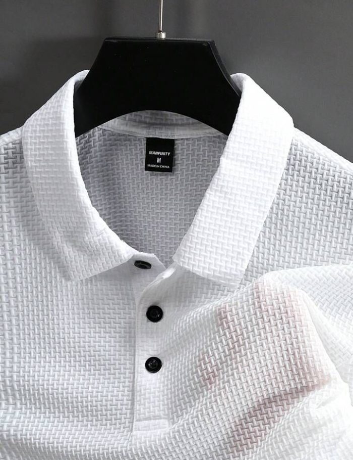 Manfinity Homme Men Fashionable Business Casual Work Summer Comfortable Collar Polo Shirt, All-Match Style, For Husband