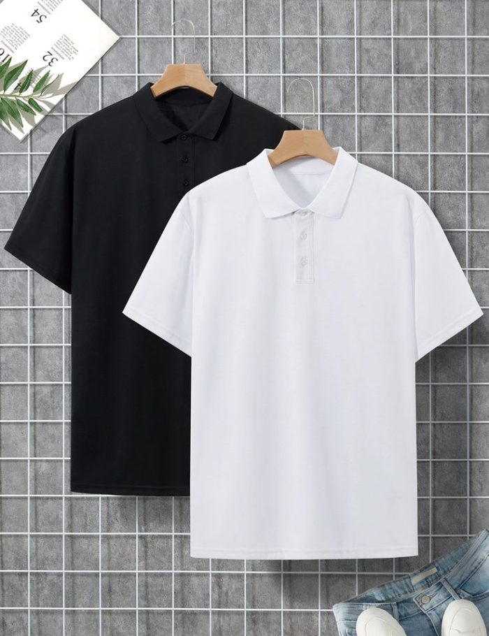 Men 2pcs Solid Polo Shirt